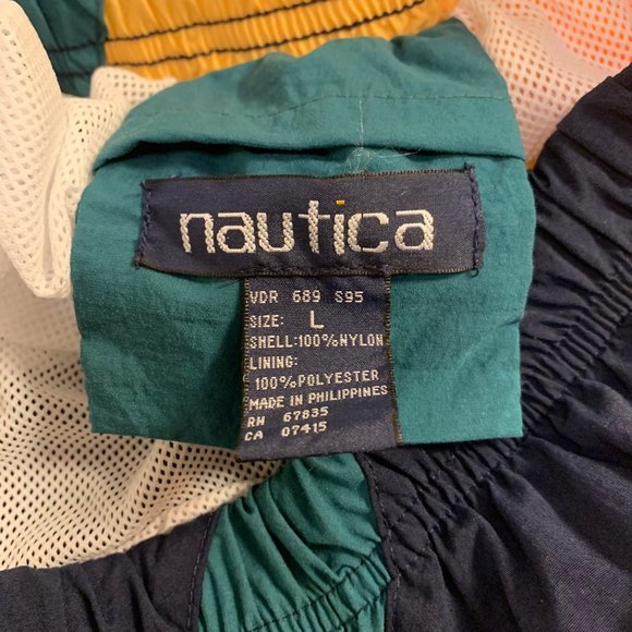 Vintage Nautica Color-Blocked Swim Trunks, Size L - Picture 2 of 3